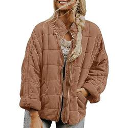 Damen Leichte Winterjacke Packbar Oversized Steppjacke Kurz mit Reißverschluss Wasserabweisende Kurzer Daunenmantel Damen Dolman Steppjacke Wintermäntel Jacken Leicht verpackbarer Mantel Daunenjacke von pvucpot