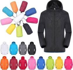 Regenjacke Damen Herren Leicht Faltbar Regenmantel mit Kapuze Dünne Sommerjacke Windbreaker Wasserdicht Atmungsaktiv Regenjacken Übergangsjacke Große Größen Sport Winddicht Outdoorjacke Regenparka von pxjsdwe