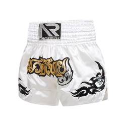 ranrann Muay Thai Shorts Kinder Mädchen Jungen Kickboxen Boxershorts Hohe Taille Sportshorts Boxing Kampfsport Training Outfit A Weiß 158-164 von ranrann