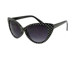 retroUV® - Tupfen Katzenauge Frauen Mod Mode Super Cat Sonnenbrille (Schwarz Weiß-Punkt mit retroUV® Beutel) von retroUV