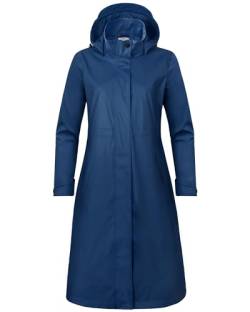 Regenmantel Damen lang Friesennerz Damen wasserdicht gefütterte Regenjacke Damen Softshellmantel atmungsaktiv Trenchcoat Übergangsmantel Parka Outdoor, Blau, 44/2XL von rhythm of the rain