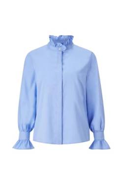 Rich & Royal Cotton Ruffle Blouse Organic Skyway Blue - 38 von rich&royal