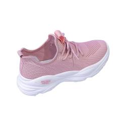 riou Damen Sportschuhe Original Mode Frauen Sport Schuhe Flache Fly Woven Mesh Atmungsaktiv Komfortable Einfarbig Einfache Design Casual Damenschuhe Pumps Schwarz Gr. 38 (Pink, 38) von riou