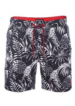 riverso Badehose Herren RIVKai Regular Fit Badeshorts Schwimmhose Sporthose Kurze Hose Shorts Tunnelzug Taschen Sommer Strand Schwarz M, Größe:M, Farbe:Black-Cherry Red von riverso