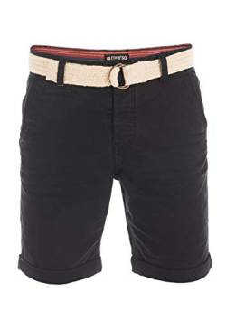 riverso Chino Shorts Herren mit Gürtel Regular Fit RIVHenry Kurze Hosen Bermuda Shorts Knopfleiste Stretch, Größe:W 34, Farbe:Black von riverso