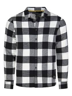 riverso Herren Freizeit Hemd RIVArne Regular Fit Karohemd Flanellhemd Holzfällerhemd Kariert Langarm 100% Baumwolle Schwarz M, Größe:M, Farbe:Black-White von riverso