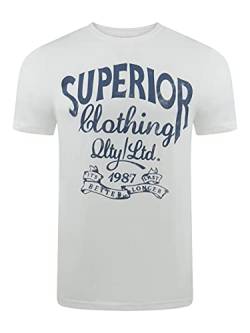 riverso Herren T-Shirt RIVLeon Rundhals O-Neck Kurzarm Tee Shirt Print Regular Fit 100% Baumwolle, Größe:4XL, Farbe:Weiß (BJD) von riverso