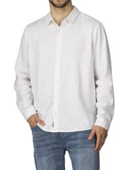 riverso Leinenhemd Hemd Herren RIVFabio Regular Fit Langarm Freizeithemd Sommerhemd Herrenhemd Leinen Oberteile Basic Knopfleiste Einfarbig, Größe:4XL, Farbe:White von riverso