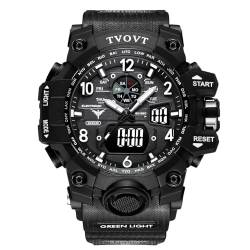 rorios Herren Militär Armbanduhr Mode Sport Uhren Multifunktional Elektronische Uhr Digital Quarz Uhr für Jungen Männer wasserdichte mit Silikon Armband Schwarz von rorios