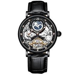 rorios Herren Uhren Mondphase Automatikuhr Mechanische mit Lederarmband Wasserdicht Skeleton Tourbillon Uhren Mode Diamant Uhren für Männer von rorios