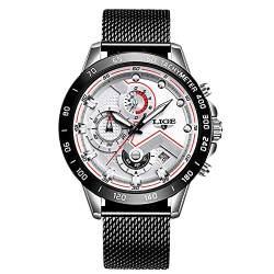 rorios Mode Herren Uhren Wasserdichter Analogue Quartz Armbanduhr mit Edelstahl Armband Sport Chronograph Uhr für Herren Männer von rorios