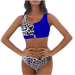 Sexy Sommer-Badeanzug für Frauen zweiteilig Reißverschluss-Badeanzüge Leopardenmuster Spleißen Beachwear Bikini-Set mit mittlerer Taille von routinfly