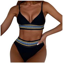 Zweiteiliger Badeanzug für Frauen mit mittlerer Taille Badeanzug solide gespleißte Tunika Bademode Sommer sexy Bikini-Set von routinfly