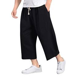 Herren Baggy Wide Leg Pants Hängender Schritt Hip Hop Pumphose Wadenlänge Mid Rise Pockets Hose Herren Hose Modern 3/5 Hose Herren Jogginghose Herren Baumwolle von rtdgcv