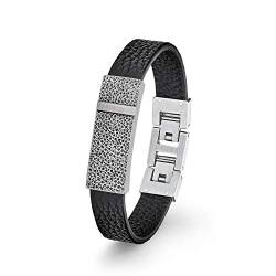 s.Oliver Armband Edelstahl Leder Herren Armschmuck, 20+1,5 cm, Silber, Kommt in Schmuck Geschenk Box, 2027445 von s.Oliver