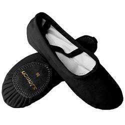 s.lemon Ballettschuhe Ballettschläppchen,Doppelschicht Leinwand Geteilte Sohle Ballett Schuh für Mädchen Kinder Damen Männer Schwarz (42 EU) von s.lemon