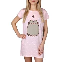 sarcia.eu Pusheen Pink, getupftes Baumwoll-Schlafshirt für Frauen, rosa M von sarcia.eu