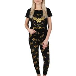 sarcia.eu Wonder Woman Schwarzer Damenpyjama mit kurzen Ärmeln, Baumwolle, Golddruck S von sarcia.eu