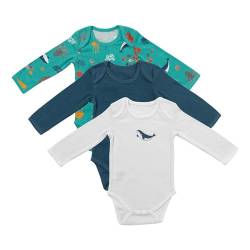 schlummersack Baby Body langarm Set Jungen Meerestiere Größe 80 9-12 Monate | 3 Stück Babybody 100% Bio Baumwolle Bodies Baby Jungen | Baby Body Junge Pack - Baby Kleidung Junge Set von schlummersack