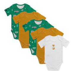 schlummersack Baby Body Set 100% Bio Baumwolle Kurzarm Unisex Waldtiere Größe 62 0-3 Monate | 5 Stück Body Baby Mädchen Jungen | Babybody Kurzarm Set | Sommer Bodys Kurzarmbody von schlummersack