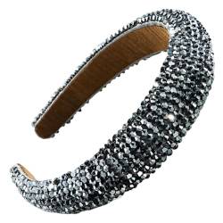 scicent Headband Strass-Stirnbänder Glitzernd Haarreifen Kristall-Glitzer Modisch Kopfhände Dick Gepolstert Breiter Haarreif Vintage Einfarbiges Haarband Frauen Mädchen - 26820 von scicent