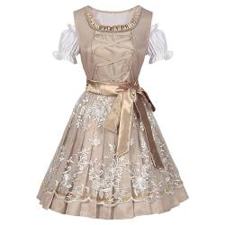 Oktoberfest Kostüm Damen National Style Bierfest Wench Kostüm Oktoberfest Dirndl Kleid mit Schürze Dienstmädchen Uniform Anzug Dirndl Damen beige Abendkleider elegant von sdhienbb