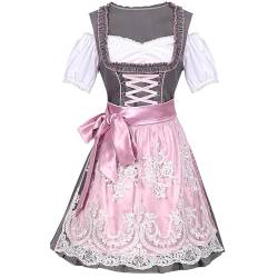 sdhienbb Dirndl Damen midi Trachtenkleid Damen Trachtenrock Trachtenmode Kleid Dirndlbluse für Oktoberfest Rosa Trachtenrock Damen Knielang midi Dirndl Lilly samt rot von sdhienbb