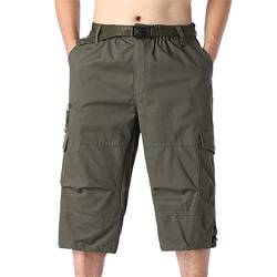 sdhienbb Generisch Bermuda Shorts Herren Baumwolle Cargo Shorts Herren Kurze Hose mit Reißverschlussttasche Kurze Männer Hosen 3/4 Hose Herren Sommer Stretch Männer Kurze Hosen Stoff von sdhienbb