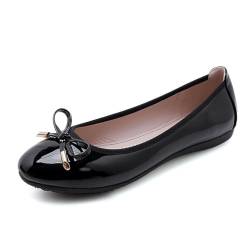 seiveini Ballerinas Damen Ballet Flat Elegant Glänzende Flache Schuhe Weiches Bequeme Flats Damen Klassische Einfarbig Paillette Ballerinas Ballerinas mit Komfort Innensohle B Schwarz Lac. 40 EU von seiveini