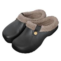 seiveini Hausschuhe Unisex Winter Plüsch Pantoffeln Warm Rutschfeste Gartenclogs Winterhausschuhe Wasserdicht Hausschuhe Plüsch Pantoffeln Bequeme Slippers Hüttenschuhe A Grau 46/47 EU von seiveini