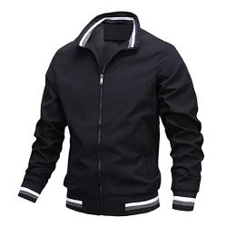 seiveini Herren Jacke Langarm Parka Mantel Warm mit Reißverschluss Outdoor Bomberjacke Leicht Trench Coat Herrenjacke Casual Sportjacke Große Größen A Schwarz XL von seiveini