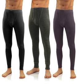 sesto senso Herren 3er Pack Lange Unterhose 114 Modell (XL, Schwarz/Dunkelmelange/Graphit) von sesto senso