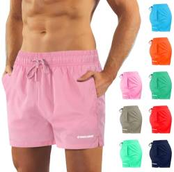 sesto senso Herren Badehose Rosa Modische Farben Badeshorts Innenfutter Beachshorts SZ2401 3XL Pink von sesto senso