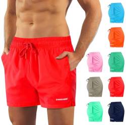 sesto senso Herren Badehose Rot Modische Farben Badeshorts Innenfutter Beachshorts SZ2401 3XL Red von sesto senso