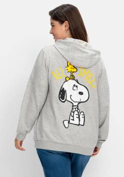 Kapuzen-Sweatjacke mit Snoopy-Print, grau meliert, Gr.40/42 von sheego