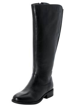 Weitschaftstiefel aus Leder mit Stretch-Einsatz, schwarz, Gr.43 von sheego