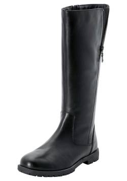 Weitschaftstiefel aus Leder mit Zierreißverschluss, schwarz, Gr.41 von sheego