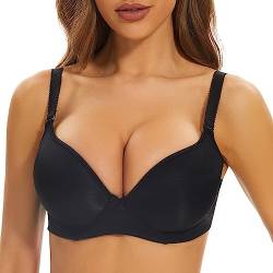 sheroine Damen T-Shirt BH mit Push Up Gepolstert Bralette BH Bügel Gepolstert Elegant BHS(Schwarz,80E) von sheroine