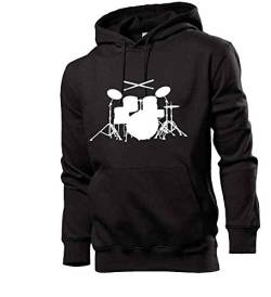 Generisch Schlagzeug mit Sticks Männer Hoodie Sweatshirt Schwarz L von Generisch