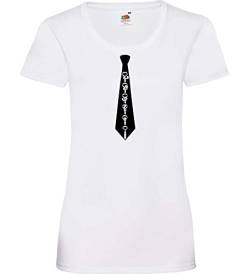 Krawatte auf Schlips binden Frauen Lady-Fit T-Shirt Weiß L von shirt84