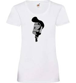 Retro Micro mit Elvis Tolle Frauen Lady-Fit T-Shirt Weiß L von shirt84