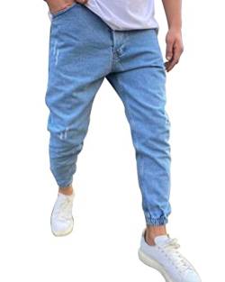 shownicer Herren Straight Fit Jeans Hose Stretch Denim Männer Jeanshose Lang Streetwear X6 Blau XL von shownicer