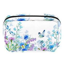 Make-up-Tasche mit Aquarell-Pfauenblumen, niedlicher Kulturbeutel, Reißverschluss, Reise-Kosmetik-Organizer für Damen und Mädchen, Mehrfarbig 9, Einheitsgröße, Kosmetikkoffer von siawadeky