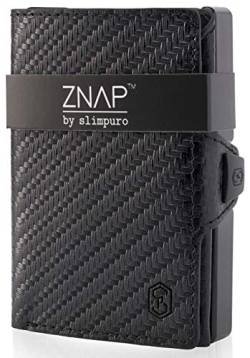 ZNAP® Slim Wallet Kreditkartenetui | Geldbörse Herren | Kartenhalter Geldbeutel Herren | Kartenetui Herren Geldbeutel | Herren Portemonnaie mit RFID Schutz | 8 Karten | Carbon von slimpuro