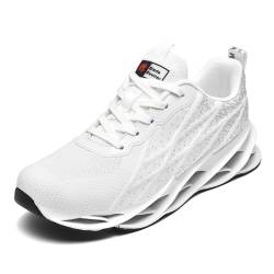 snugnap Sneaker Herren Damen Laufschuhe Sportschuhe Turnschuhe Freizeitschuhe Joggingschuhe Bequeme Fitness Running Schuhe Walkingschuhe Outdoor Straßenlaufschuhe Schwarz Weiß G33White45 von snugnap