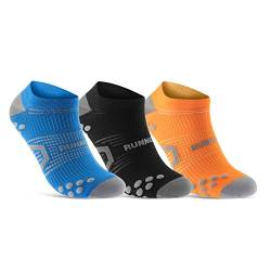 sockenkauf24 Kurze Laufsocken für Herren & Damen (3 Paar) Sneaker Sportsocken Atmungsaktive Running Socks 50203P WP (Blau Schwarz Orange 39-42) von sockenkauf24