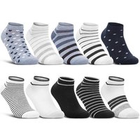 sockenkauf24 Sneakersocken 10 Paar Damen Sneaker Socken Mehrfarbig (35-38, 36832+36844/1) Streifen Punkte Herzen Maritim Baumwolle WP von sockenkauf24