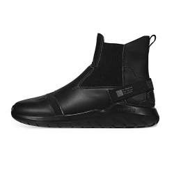 soulsfeng High Top Sneakers Herren Damen Basketball Schuhe Leder Slip On Turnschuhe Sportschuhe Mode Outdoor Freizeitschuhe Laufschuhe Schwarz 42 von soulsfeng