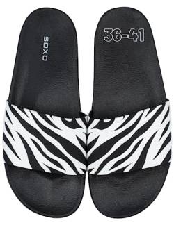 soxo Bunte Badelatschen Damen Comfort Flip Flops Badeschlappen Bunt Zehentrenner 36-37 Zebra von soxo