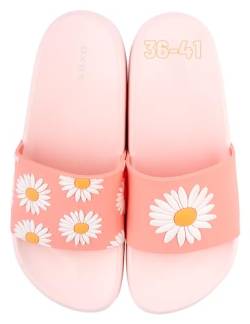 soxo Bunte Badelatschen Damen Comfort Flip Flops Badeschlappen Bunt Zehentrenner 40-41 Gänseblümchen von soxo